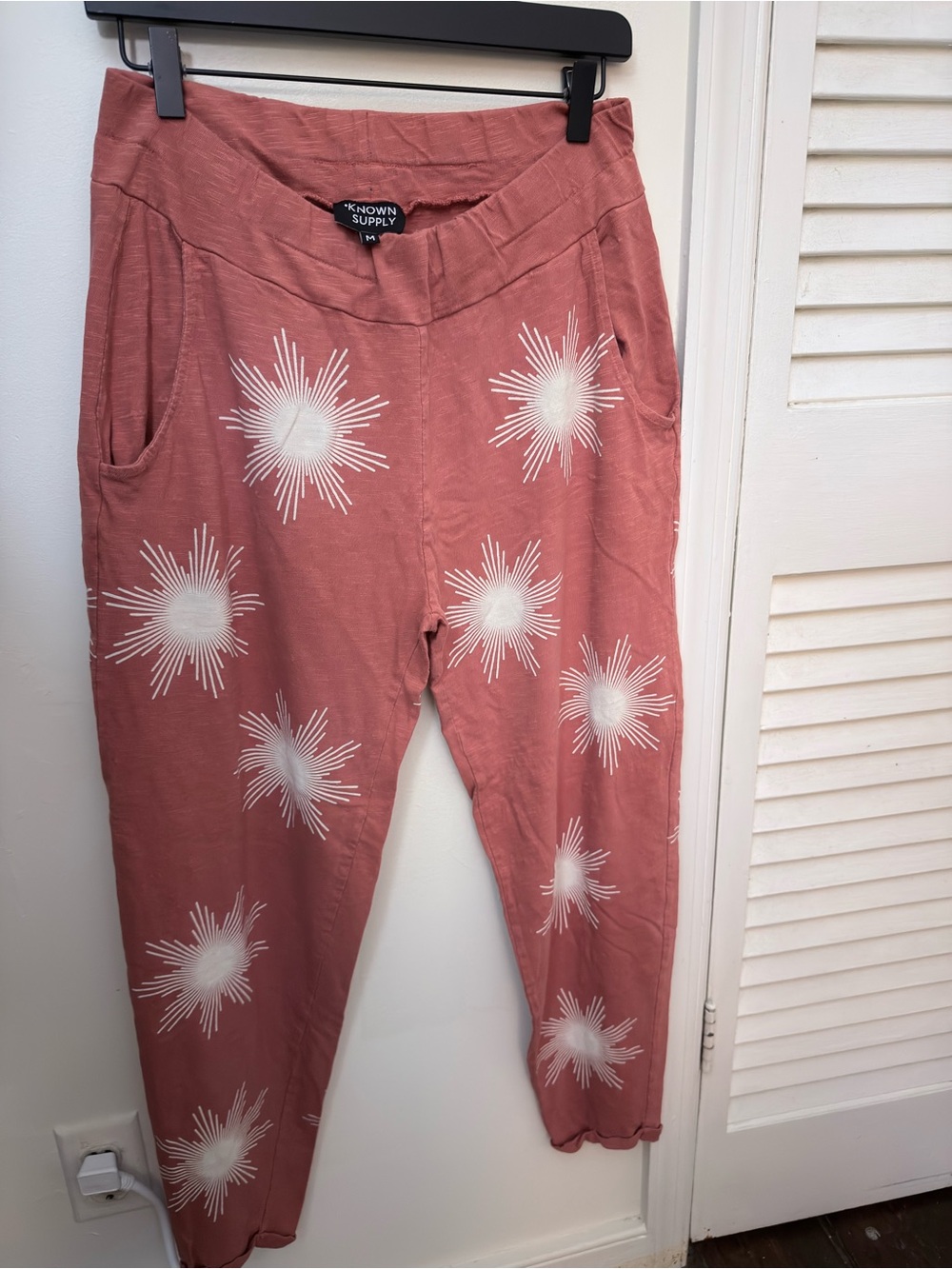 Known Supply Sequoia Knit Joggers in Chili & White Starburst | Size Medium - Picture 2 of 6
